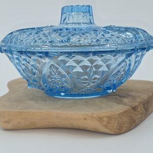 SOLD SOLD SOLD  Indiana Glass Blue Lidded Dish